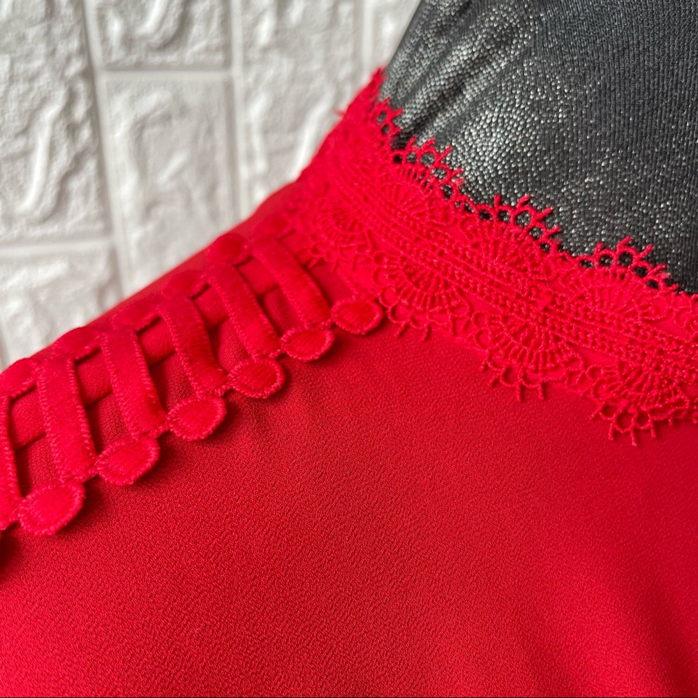 Impulsive Red Sheer Mesh Top/ Blouse Size L - Picture 8 of 8